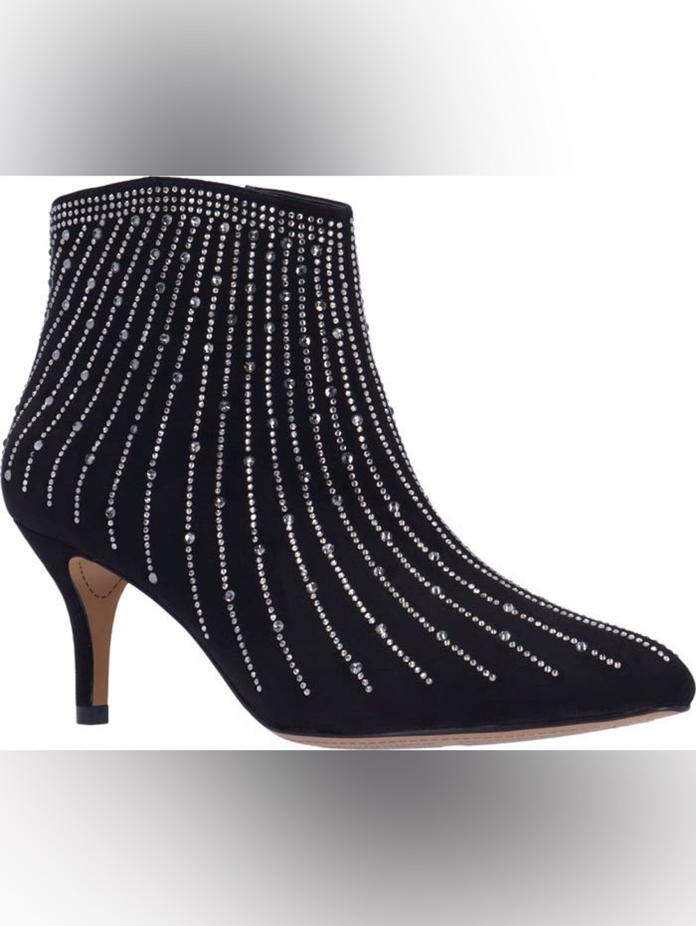 J Renee Alannis Black Rhinestone Pointed Toe Bootie Sz 9 Wide Width BNWB